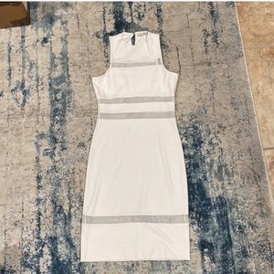 T by Alexander Wang White Mesh Fitted Dress